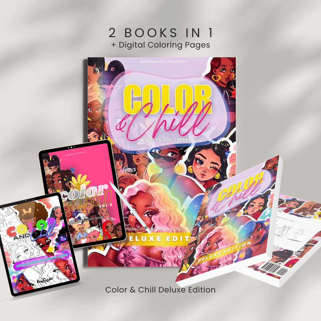 Color & Chill Deluxe Bundle: Premium Interactive Coloring Book with Digital Access | 2 Books in 1 - RawSueshii