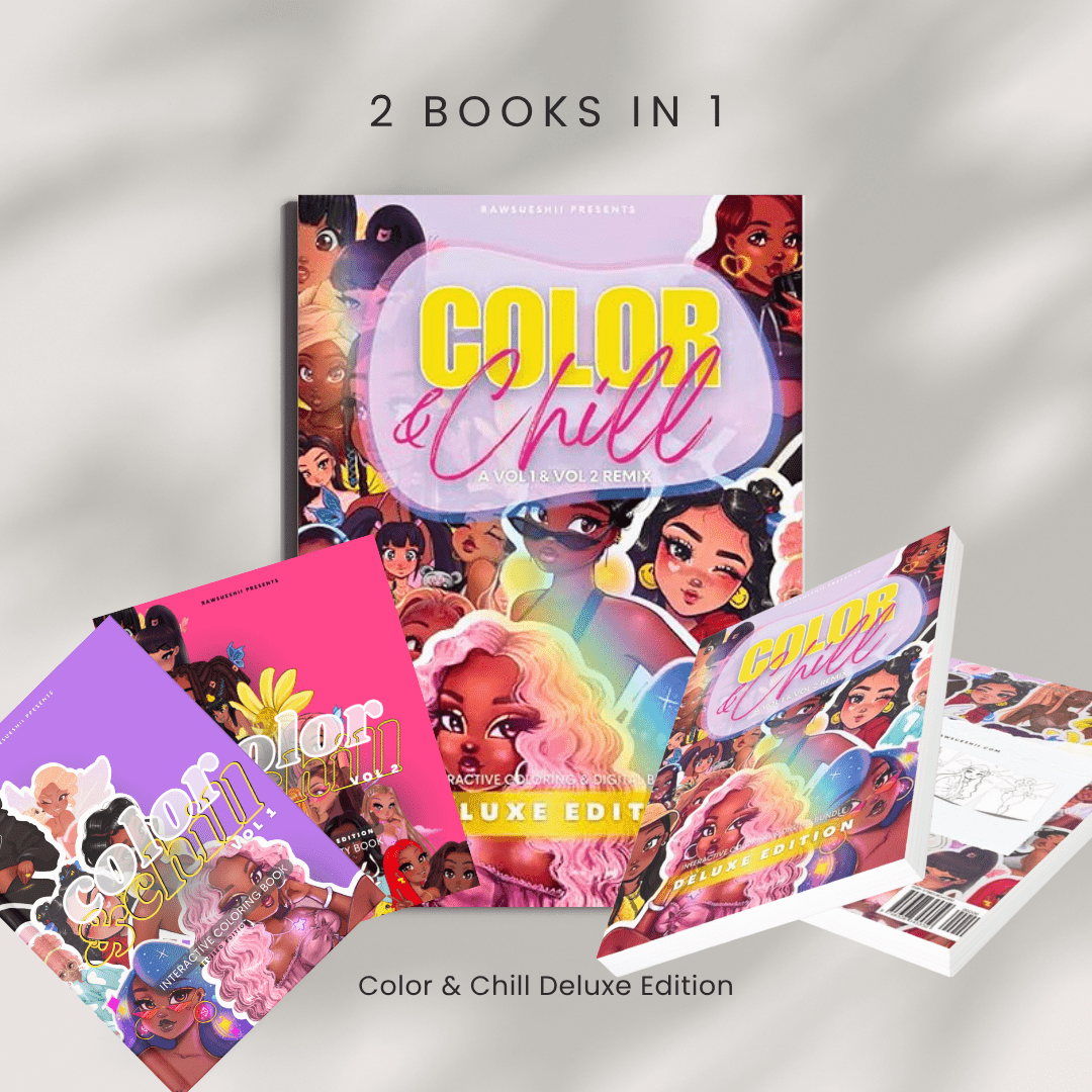 Color & Chill Deluxe Bundle: Premium Interactive Coloring Book with Digital Access | 2 Books in 1 - RawSueshii