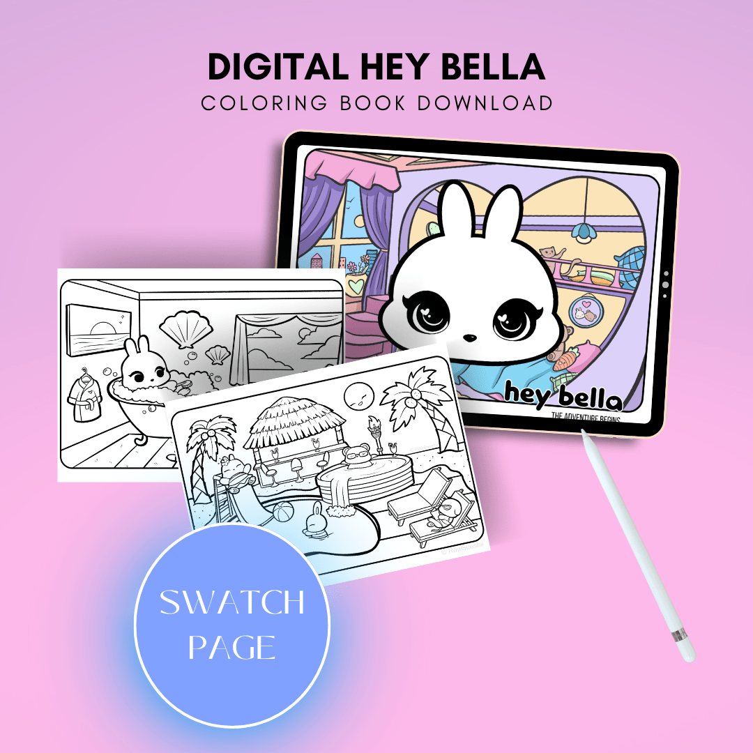 Hey Bella Digital Coloring Book – Cute & Calm Printable Pages for Relaxation, Self - Care & Mental Health - RawSueshii