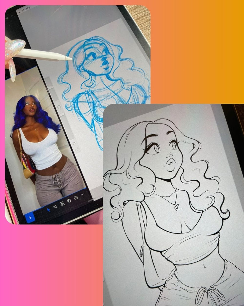 Before and after Procreate brush demo