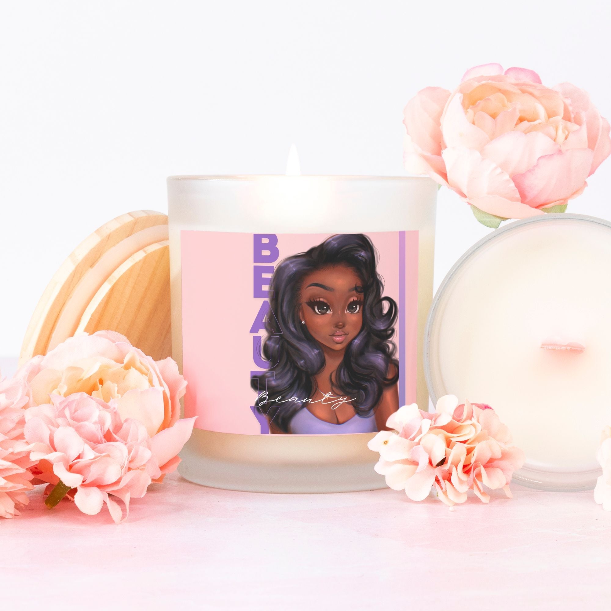 Beauty is Her Name Candle Frosted (Pink Wick) Glass - RawSueshii