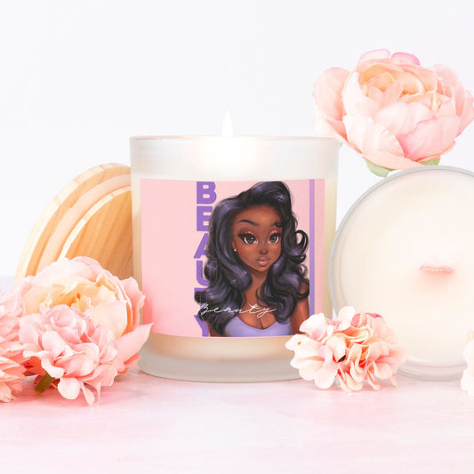 Beauty is Her Name Candle Frosted (Pink Wick) Glass - RawSueshii