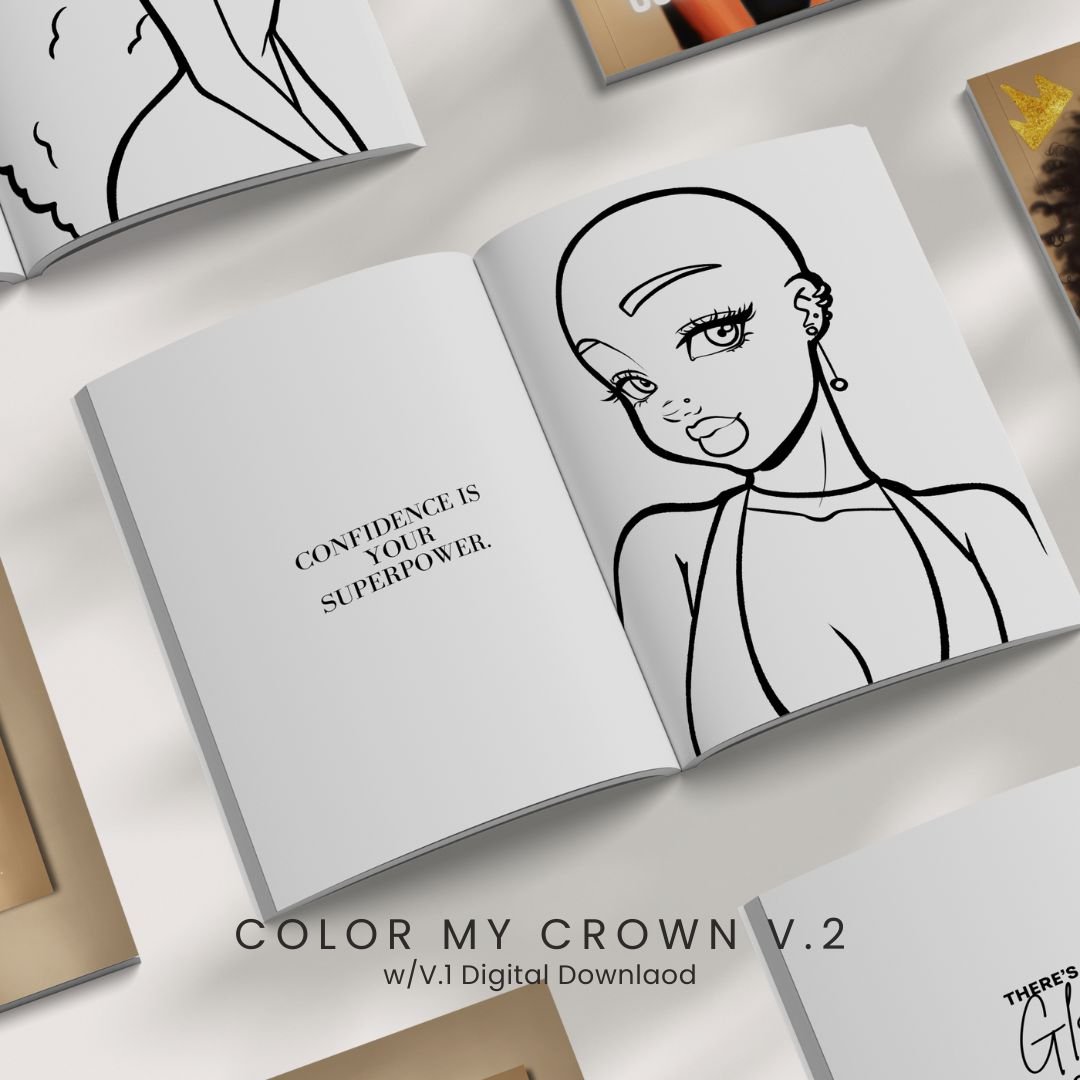 Color My Crown Vol. 2 – Diverse & Empowering Coloring Book for Adults + Teens (25 Illustrations, Playlists) - RawSueshii