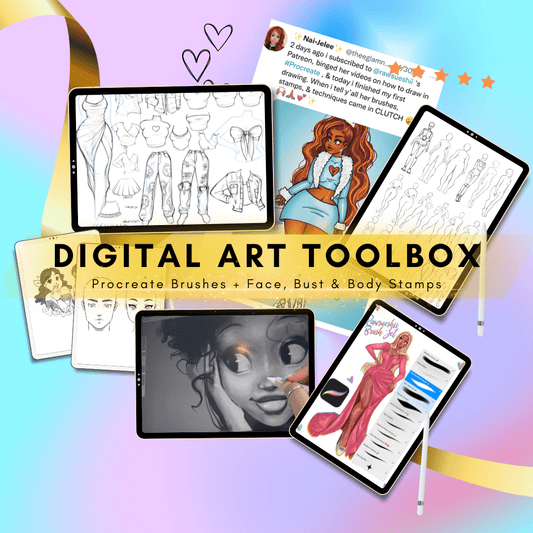 DIGITAL ART TOOLBOX: Procreate Brushes, Face, Bust and Male/Female Body Stamp Sets by RAWSUESHII - RawSueshii