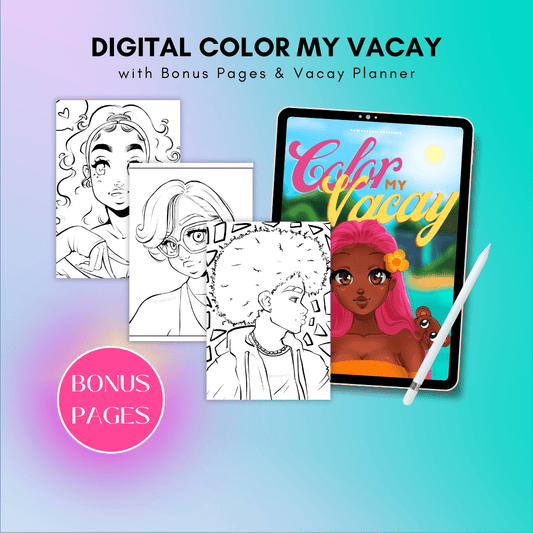 DIGITAL Color My Vacay Coloring Book w/ EXCLUSIVE BONUS PAGES - RawSueshii