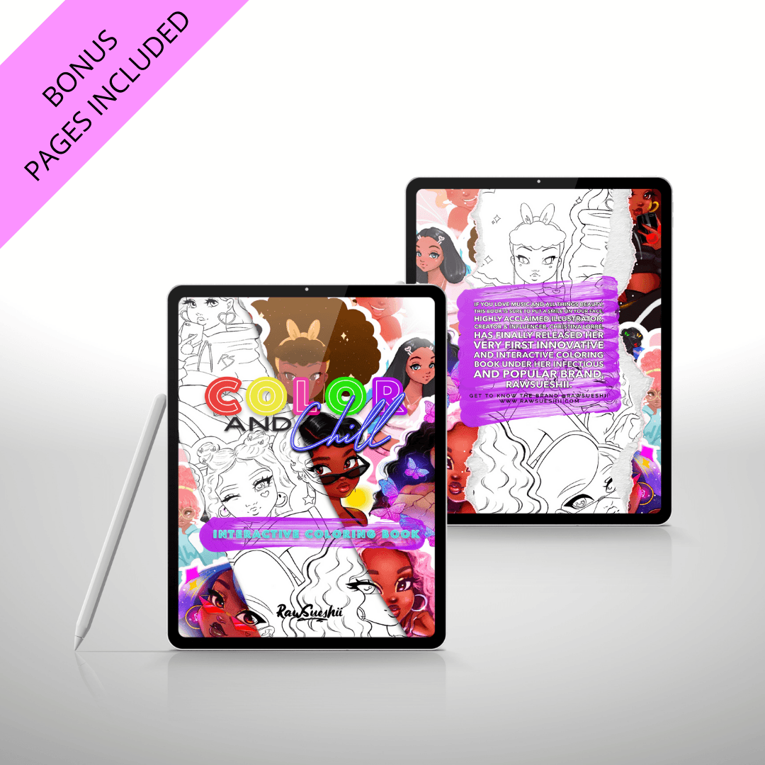 DIGITAL Coloring Book BUNDLE w/EXCLUSIVE BONUS PAGES - RawSueshii