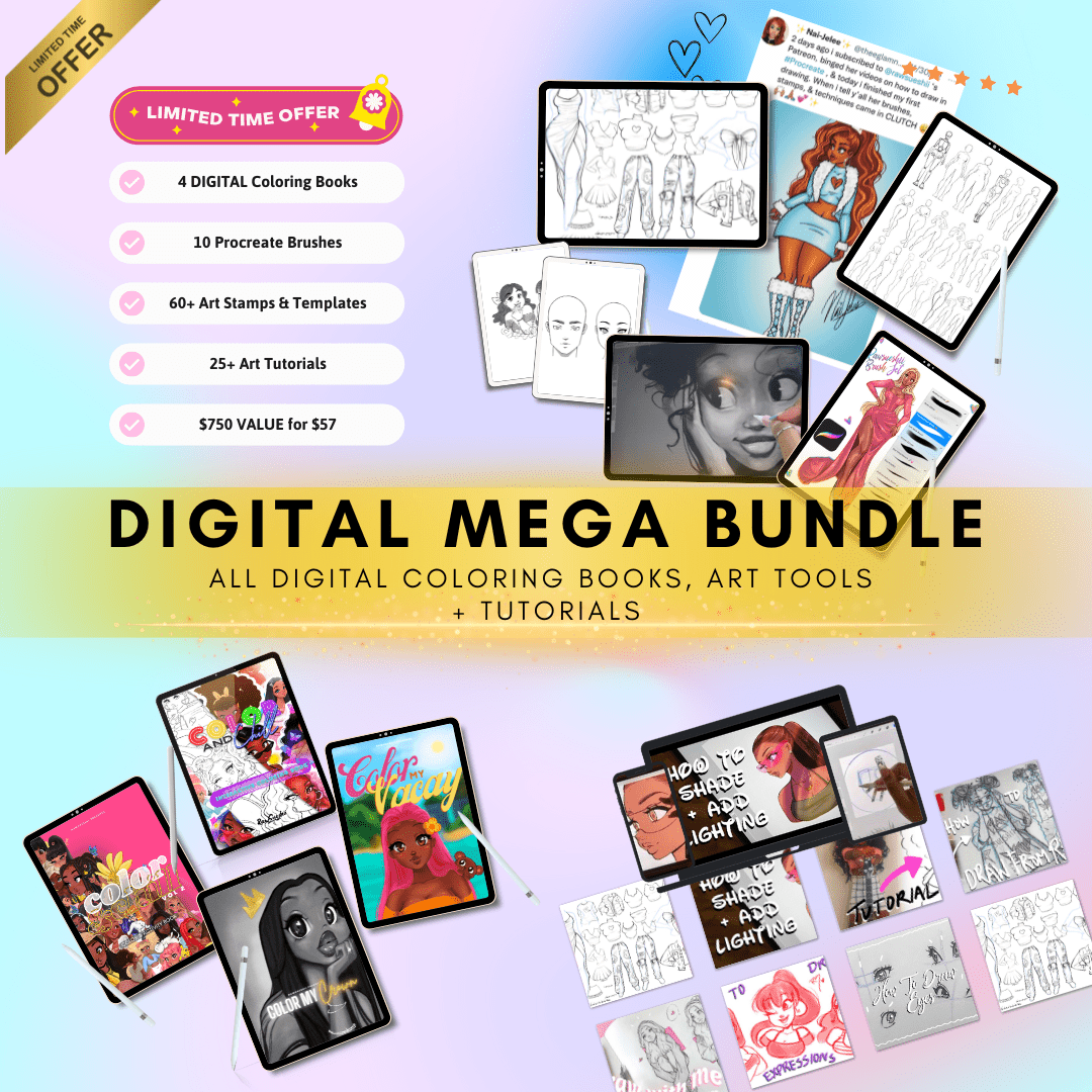 DIGITAL Mega Bundle: Coloring Books, Art Tools, and Tutorials - RawSueshii