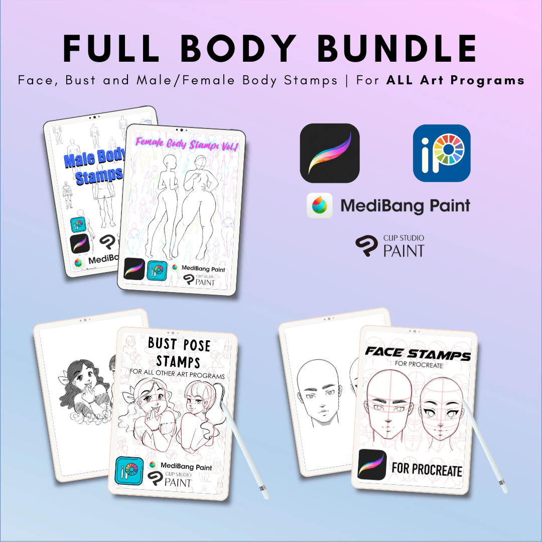 Full Body Bundle Set: Face, Bust and Male/Female Body Stamp Sets by RAWSUESHII - RawSueshii