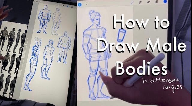 How to Draw Male Bodies from Different Angles - Video Tutorial - RawSueshii