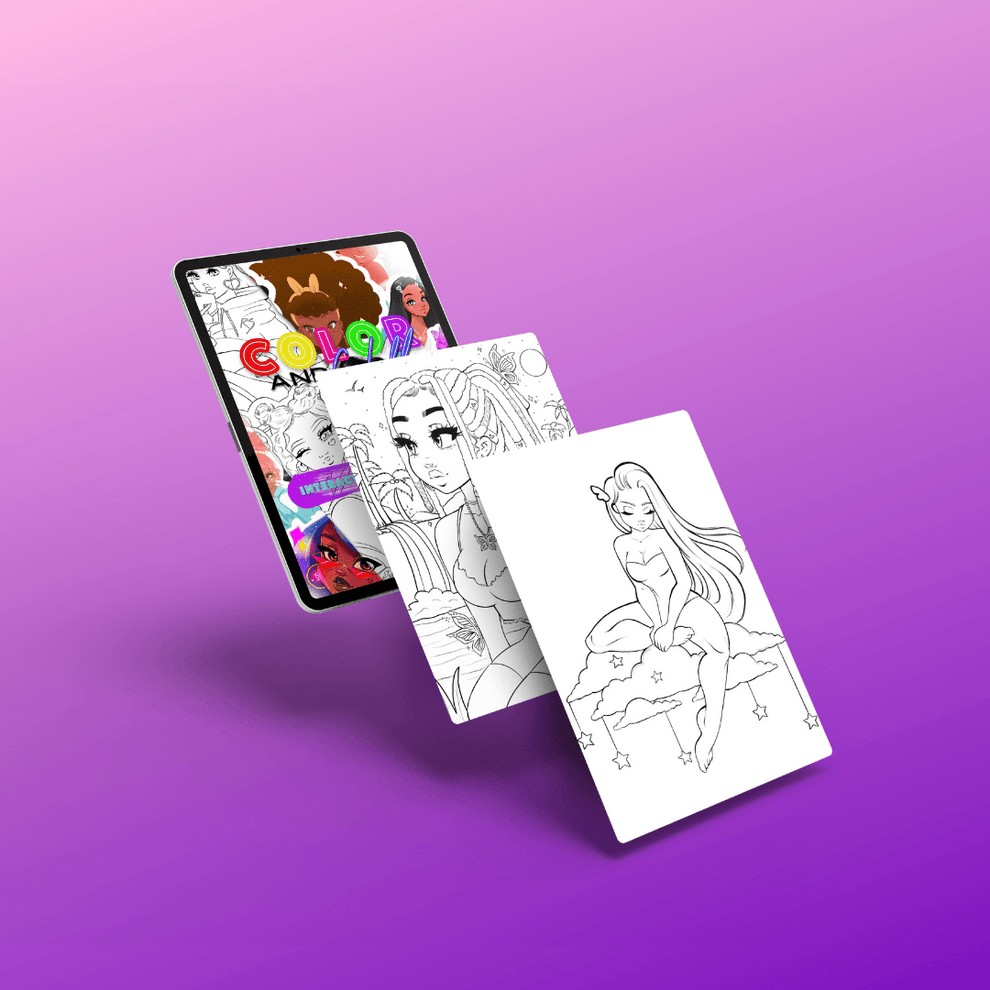 DIGITAL Color & Chill Coloring Book with EXCLUSIVE BONUS PAGES RawSueshii