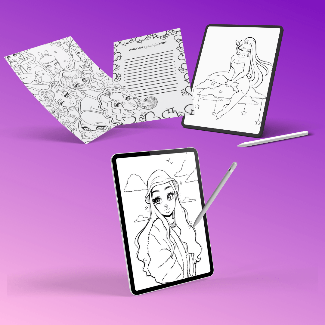 DIGITAL Color & Chill Coloring Book with EXCLUSIVE BONUS PAGES - RawSueshii
